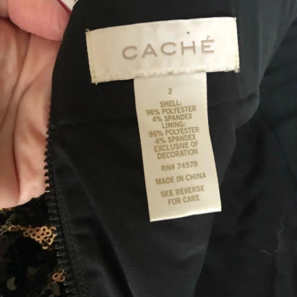 Cache Sequin Encrusted Pencil Lined Skirt New Day… - image 8